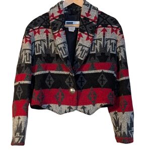 Rhonda Stark Wool Blend Cropped Jacket Women's M Western Boho Cowgirl Southwest